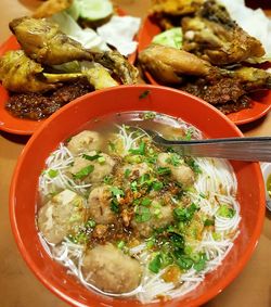 Close-up of soup in bowl