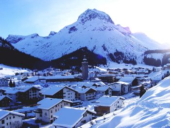 Snow covered mountain range