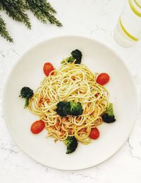 Close-up of noodles served in plate