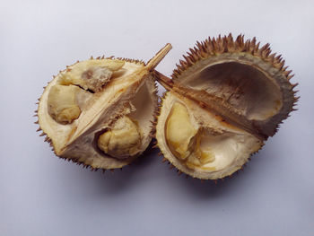 High angle view of banana on white background