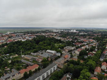 High angle view of townscape against sky