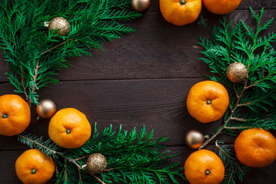 Directly above shot of orange fruits on table
