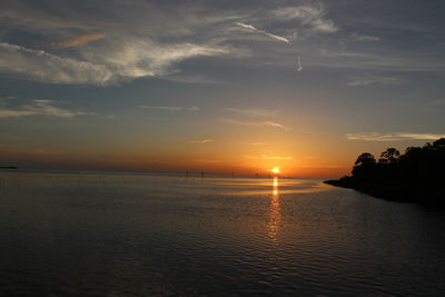 Scenic view of calm sea at sunset