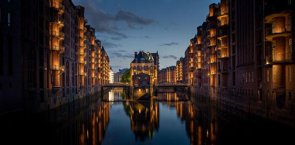 Reflection of buildings in city