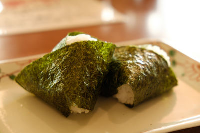 Close-up of served food in plate