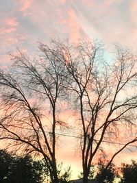 Low angle view of silhouette bare trees against romantic sky