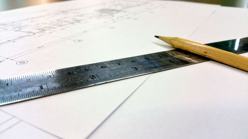 High angle view of pencil on table