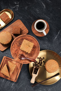 High angle view of food on table