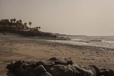 Scenic view of beach against clear sky
