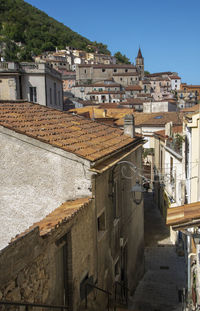 High angle view of townscape against sky