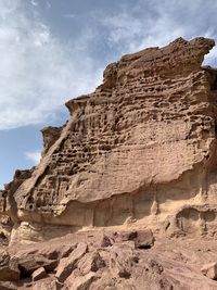 Low angle view of rock formations