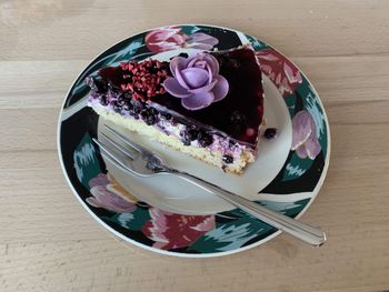 High angle view of cake on table