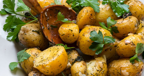 Close-up of pumpkins in plate