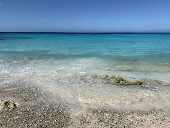 Scenic view of sea against clear sky