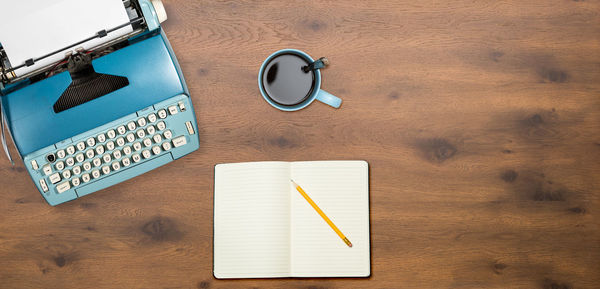 High angle view of pen on table