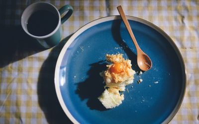 High angle view of food in bowl on table