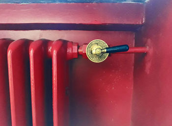 Close-up of red door