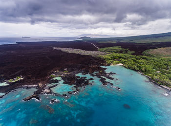 Scenic view of sea against cloudy sky