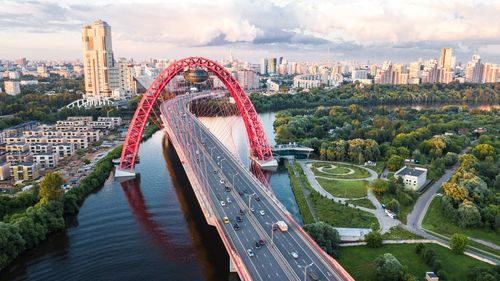 High angle view of bridge over river