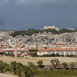 High angle view of townscape against sky