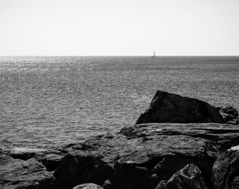 Scenic view of sea against clear sky