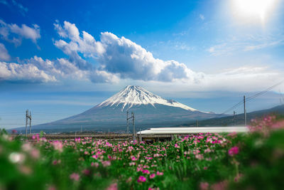 Scenic view of mountains against sky during winter