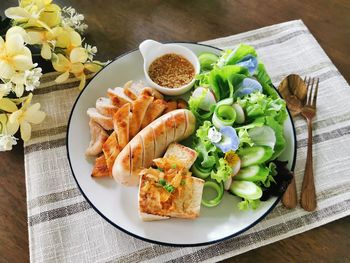 High angle view of food on table