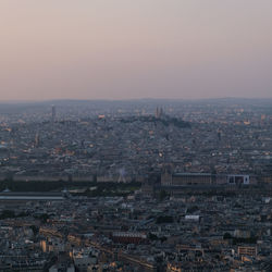 High angle view of townscape against sky at dusk
