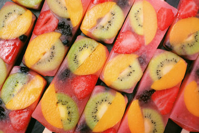 Full frame shot of chopped fruits