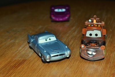 Close-up of toy car on table