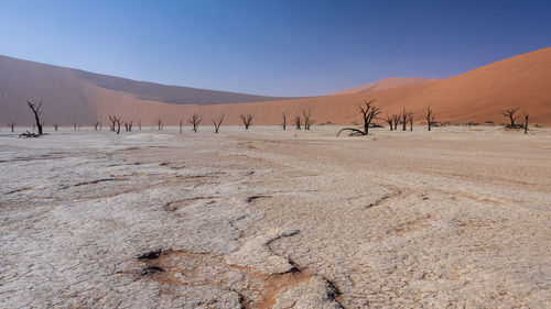 Scenic view of desert against clear sky