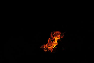 Fire in fire pit at night