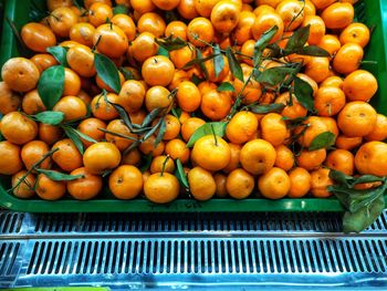 High angle view of fruits for sale in market