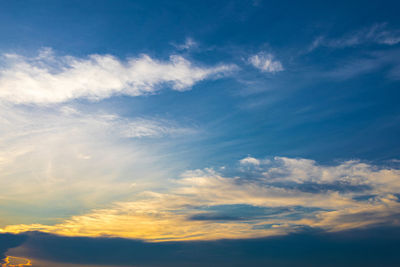 Low angle view of sky during sunset