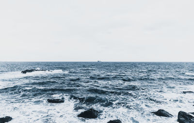 Scenic view of sea against clear sky