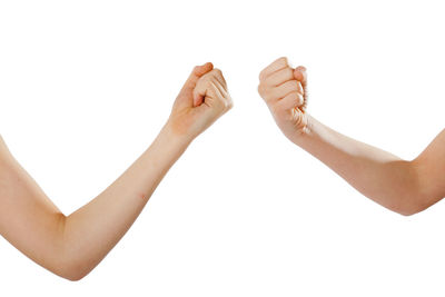 Cropped image of woman against white background