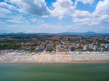 High angle view of townscape against sky