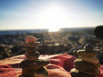 Stack of pebbles on beach