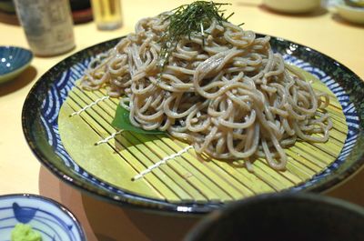 High angle view of meal served on table