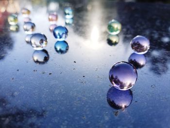 High angle view of bubbles in water