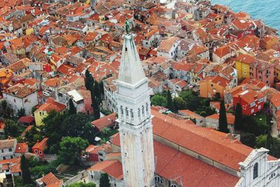 High angle view of buildings in city