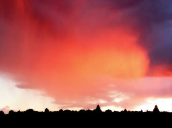 Scenic view of silhouette landscape against sky at sunset