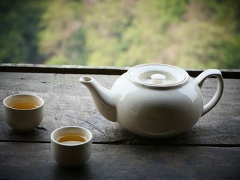 Close-up of tea cup on table