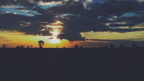 Silhouette landscape at sunset