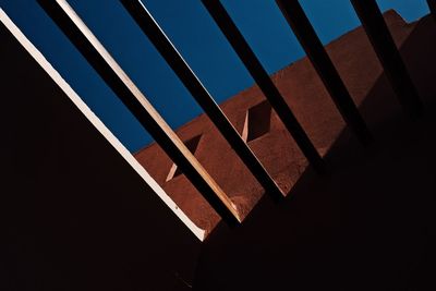 Low angle view of building against clear blue sky