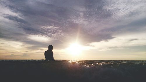 Scenic view of sunset over sea