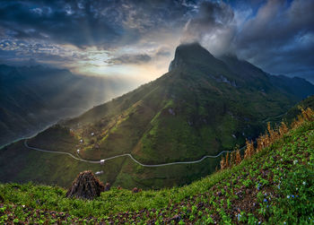 Scenic view of mountains against sky