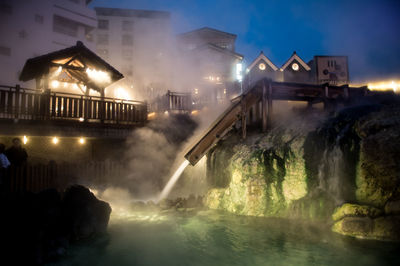 Panoramic view of river against sky at night