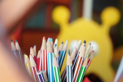 Close-up of colorful pencils