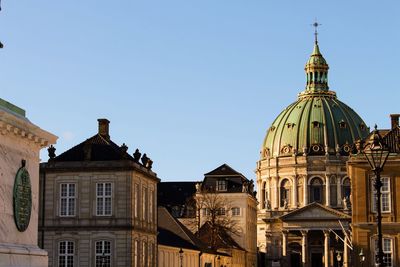 Low angle view of frederik church
against clear sky